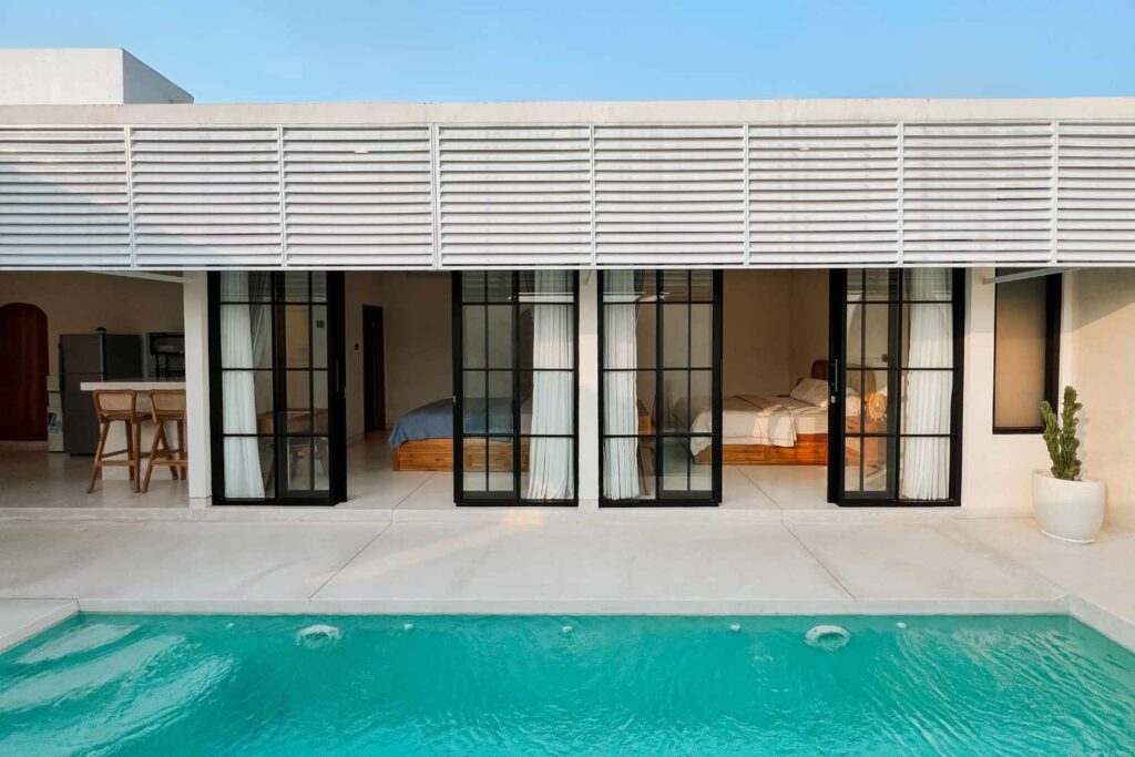 villa merion, white villa minimalist in bali rent monthly