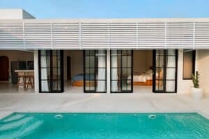 villa merion, white villa minimalist in bali rent monthly
