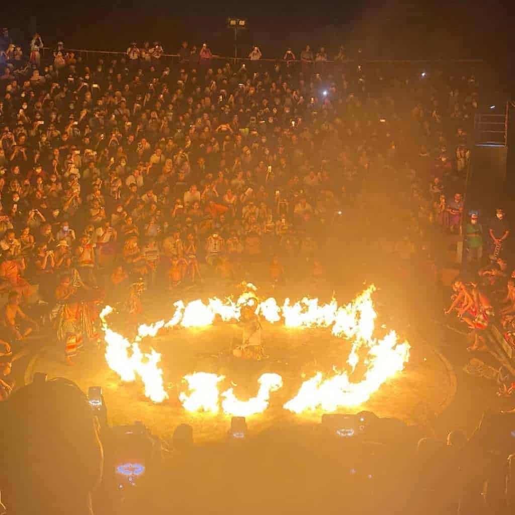 watching kecak dance at uluwatu temple